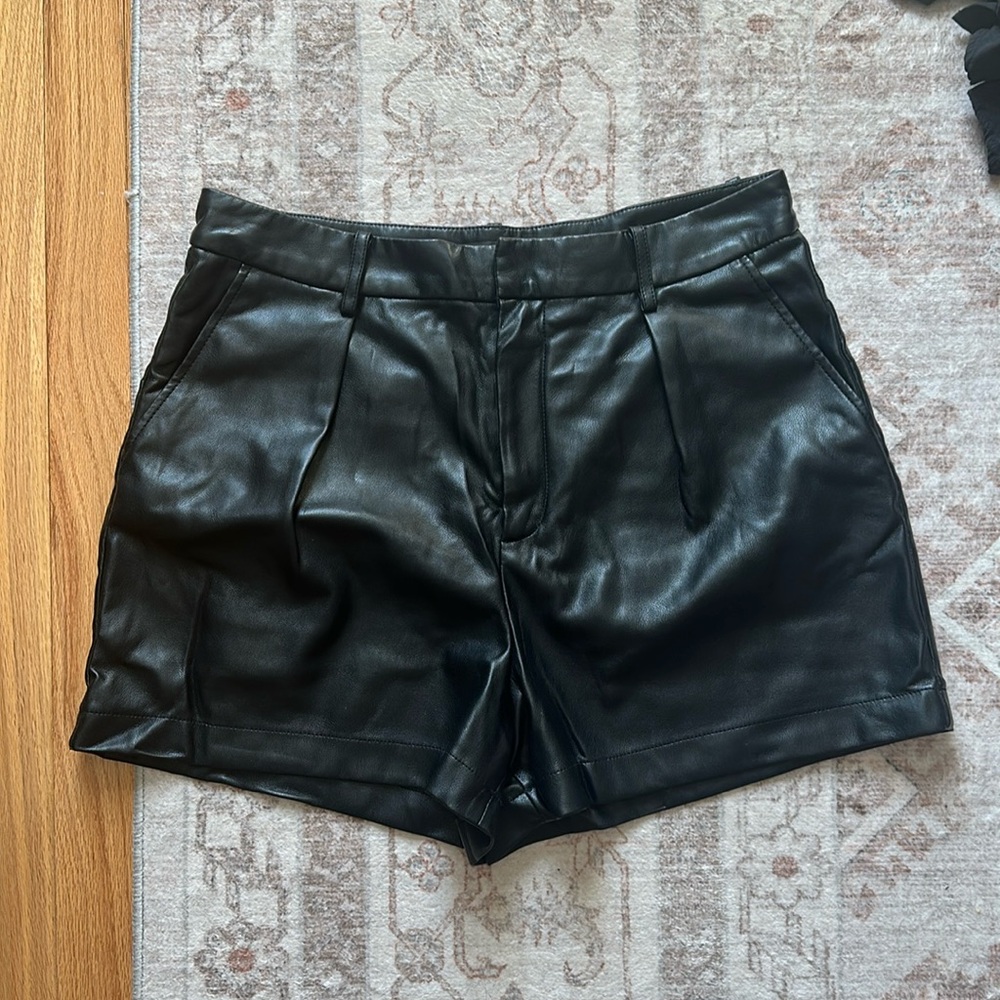 High Waisted Leather Shorts